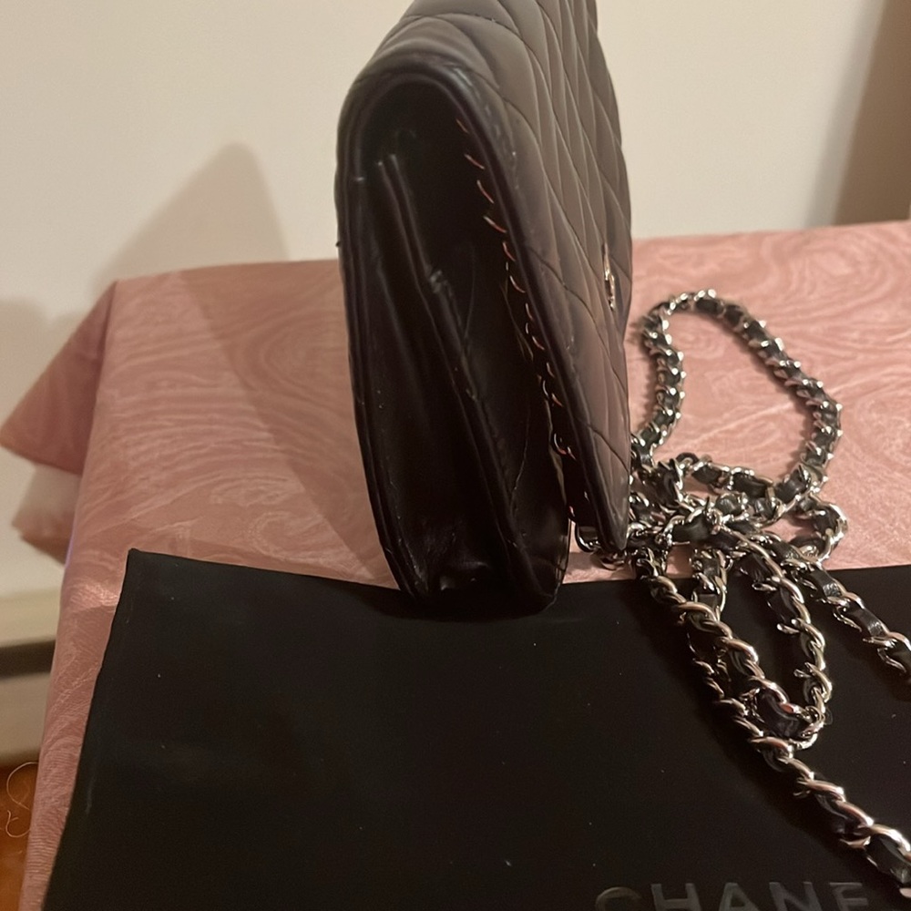 Chanel lambskin wallet on chain black with silver hardware - Picture 3 of 6